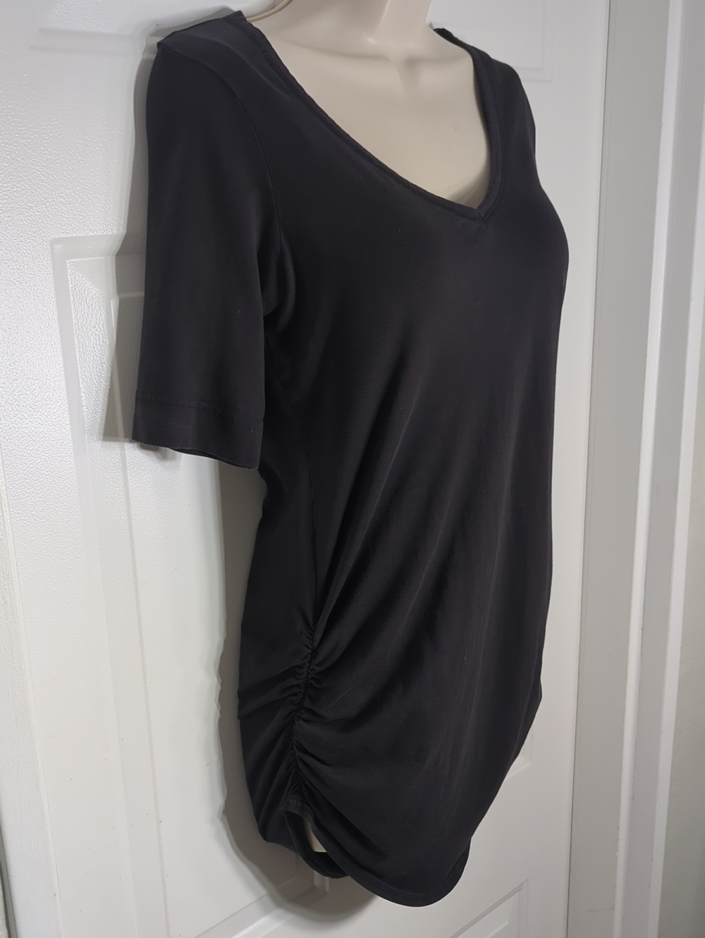 Vintage Victoria's Secret Moda International Black Ruched Tunic Top Medium